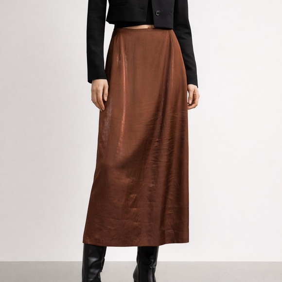 ICHI Dresses & Skirts - ICHI Metallic Brown Midi Skirt (IHRAIA SK)